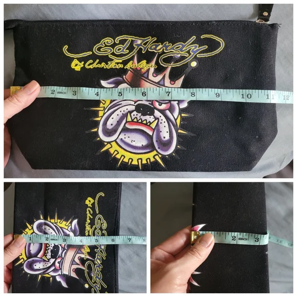 Ed Hardy | Y2K | Cute Black Panther/Bulldog Graphic Cosmetic Travel Bag - Picture 8 of 14